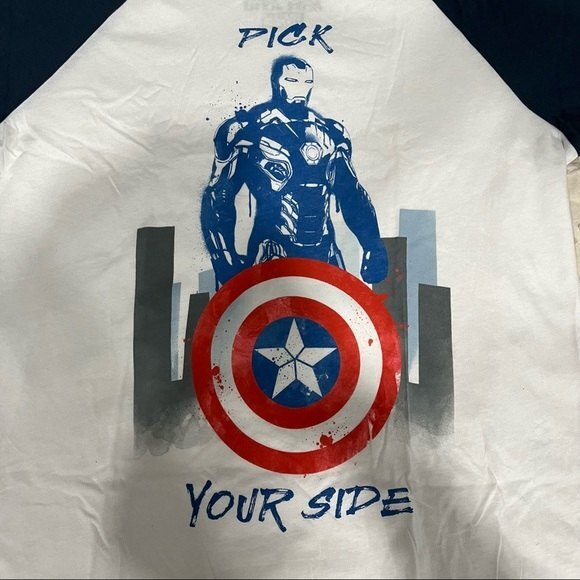 NEW Marvel Civil War Pick Your Side Short Sleeve Raglan Baseball Tee Shirt - Picture 3 of 5